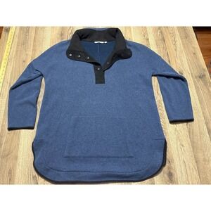 Soft Surroundings Sweater, Mens Size Large, Blue Black, 1/4 Buttons, Long Sleeve